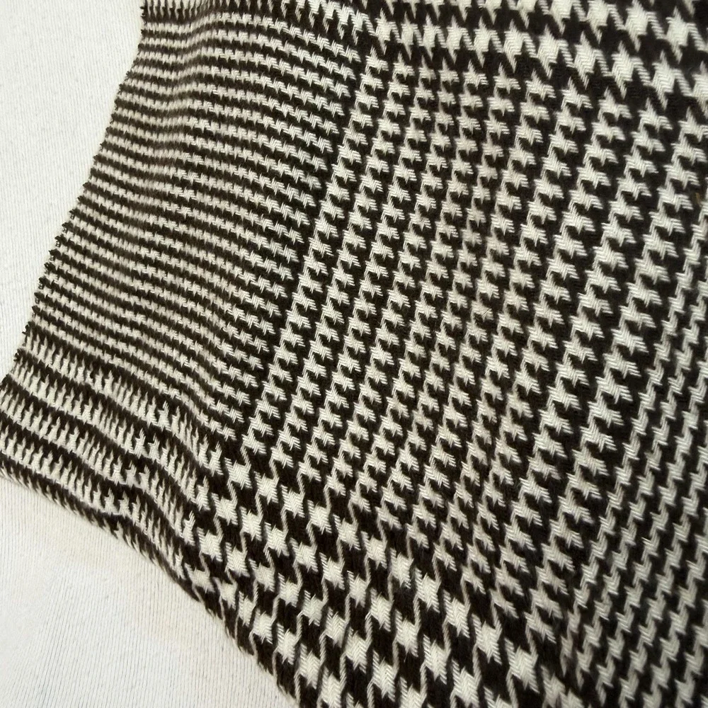 Women's Men's Unisex Brown & White Cream Houndstooth Scarf Tweed Chevron Soft